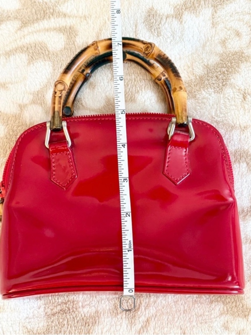 Gucci Red Patent Mini Bag with Bamboo Top Handles - Picture 4 of 12